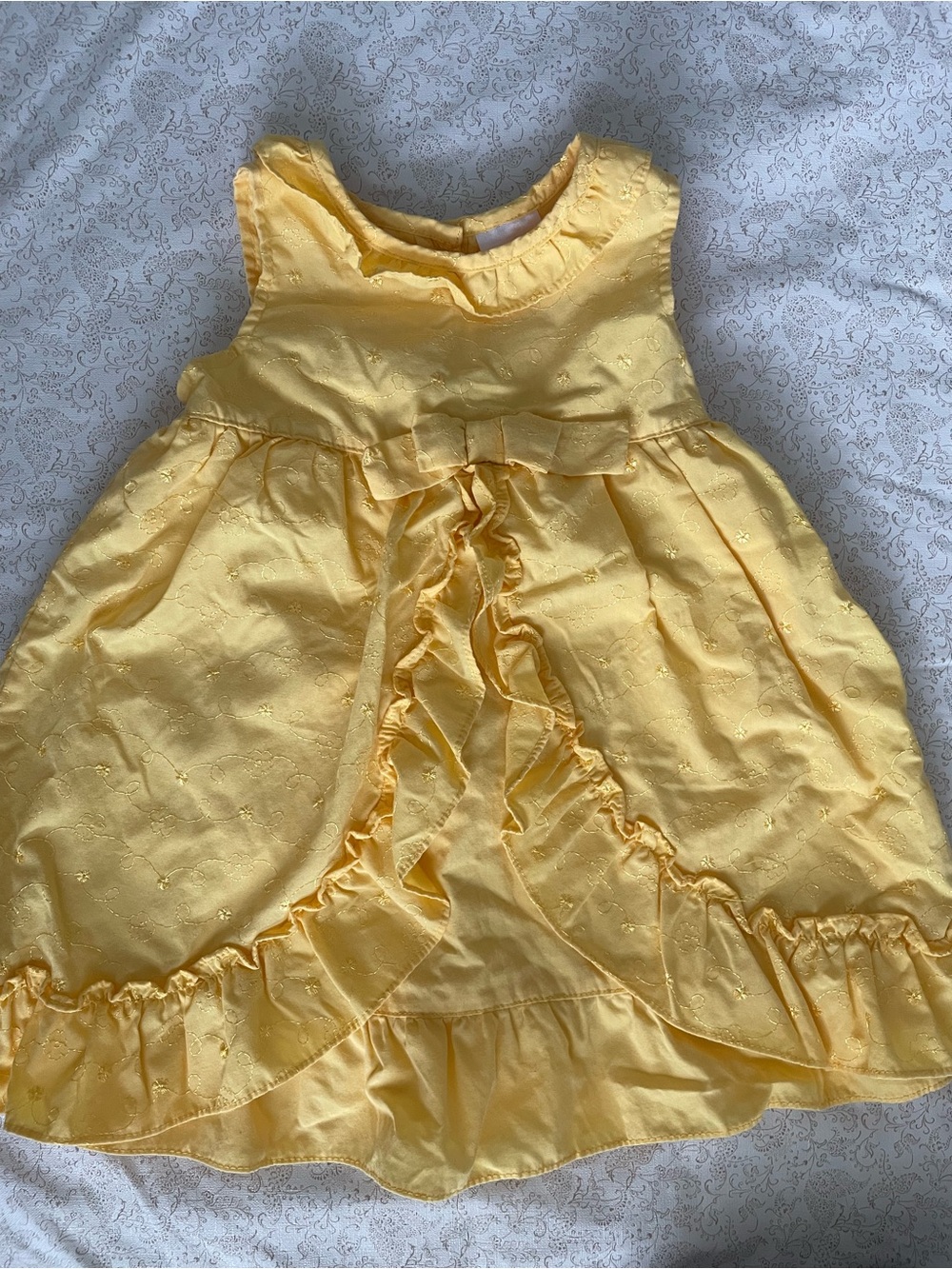 Okie Dokie Toddler Girls Dress Size 3 Yellow Ruffle Embroidered